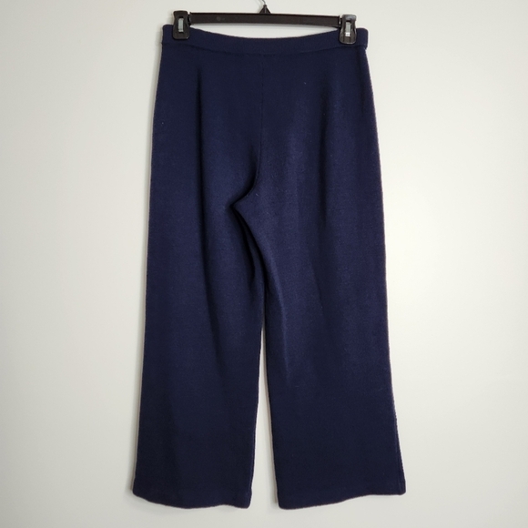 St. John Basics Navy Blue Santana Knit Pull On Straight Leg Trouser Pants Sz 10 - Picture 7 of 13